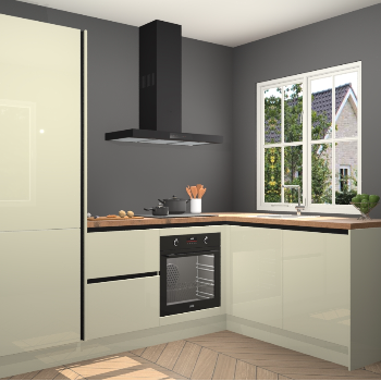 Magnolia hoogglans greeploze keuken Linz 114560