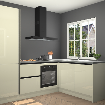 Magnolia hoogglans greeploze keuken Linz 114666