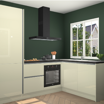 Magnolia hoogglans greeploze keuken Linz 114669