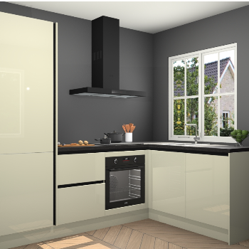 Magnolia hoogglans greeploze keuken Linz 114672