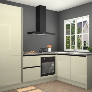 Magnolia hoogglans greeploze keuken Linz 114678