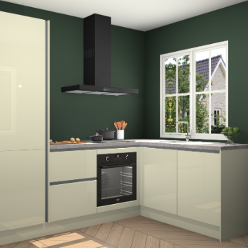 Magnolia hoogglans greeploze keuken Linz 114681