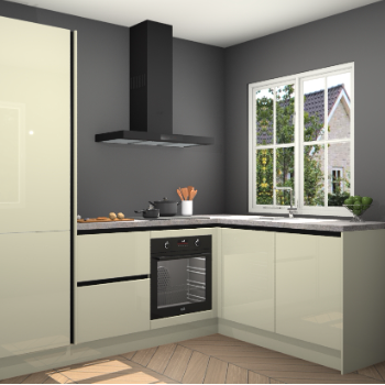 Magnolia hoogglans greeploze keuken Linz 114684