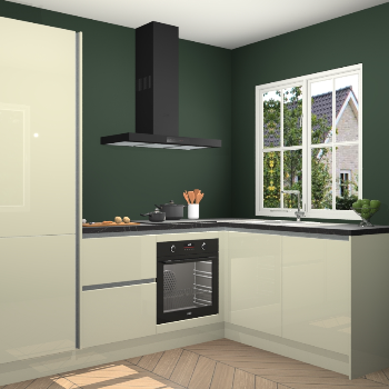 Magnolia hoogglans greeploze keuken Linz 114687