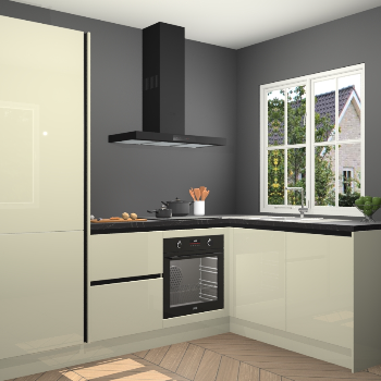 Magnolia hoogglans greeploze keuken Linz 114690