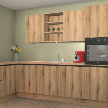 Goud Eiken greeploze keuken Gotenburg 114048