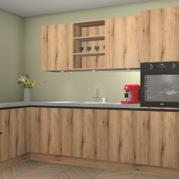 Goud Eiken greeploze keuken Gotenburg 114054