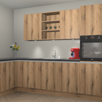 Goud Eiken greeploze keuken Gotenburg 114058