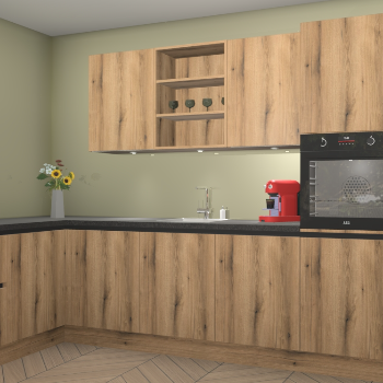 Goud Eiken greeploze keuken Gotenburg 114061