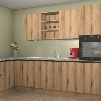 Goud Eiken greeploze keuken Gotenburg 114069