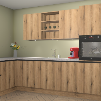 Goud Eiken greeploze keuken Gotenburg 114083