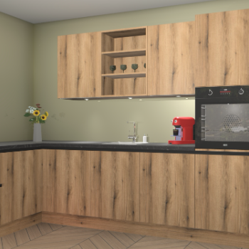 Goud Eiken greeploze keuken Gotenburg 114093