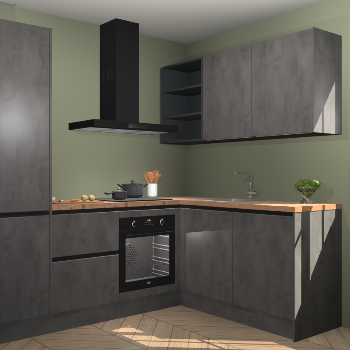 Beton Antraciet greeploze keuken Krakau 114660