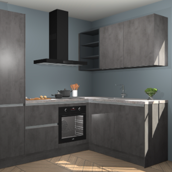 Beton Antraciet greeploze keuken Krakau 114840