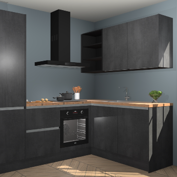 Beton Zwarte greeploze keuken Krakau 114842