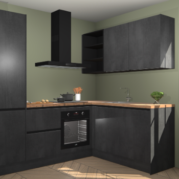 Beton Zwarte greeploze keuken Krakau 114860