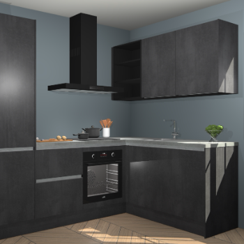 Beton Zwarte greeploze keuken Krakau 114983