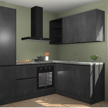 Beton Zwarte greeploze keuken Krakau 114998