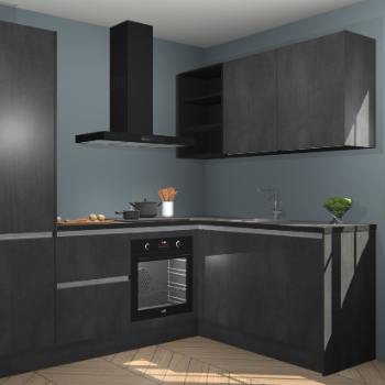 Beton Zwarte greeploze keuken Krakau 114984