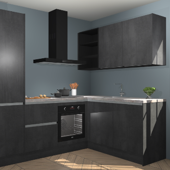 Beton Zwarte greeploze keuken Krakau 114986