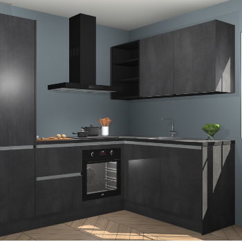 Beton Zwarte greeploze keuken Krakau 114987