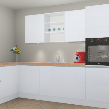 Sneeuwwitte hoogglans greeploze keuken Gotenburg 114750