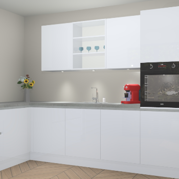 Sneeuwwitte hoogglans greeploze keuken Gotenburg 114798