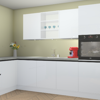 Sneeuwwitte hoogglans greeploze keuken Gotenburg 114801