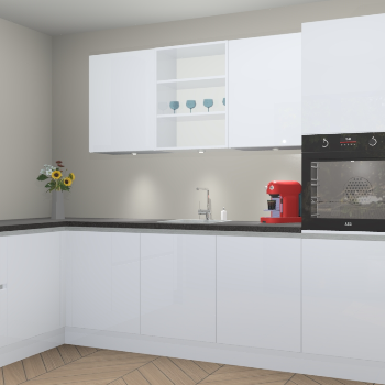 Sneeuwwitte hoogglans greeploze keuken Gotenburg 114908