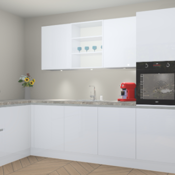 Sneeuwwitte hoogglans greeploze keuken Gotenburg 114925