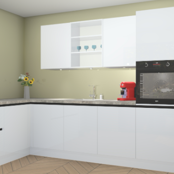 Sneeuwwitte hoogglans greeploze keuken Gotenburg 114928