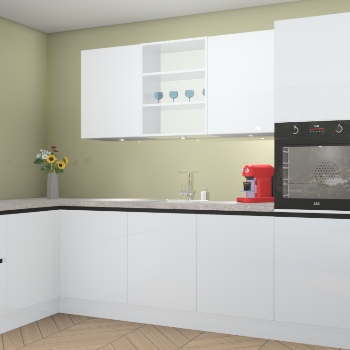 Sneeuwwitte hoogglans greeploze keuken Gotenburg 114938