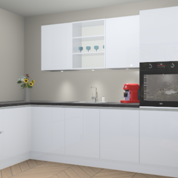 Sneeuwwitte hoogglans greeploze keuken Gotenburg 114942