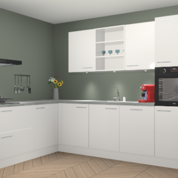 Zijdegrijze hoogglans keuken Gotenburg 115011