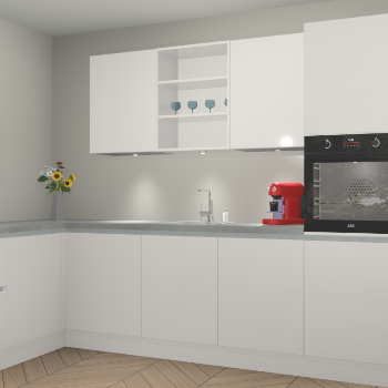 Zijdegrijze hoogglans greeploze keuken Gotenburg 115013