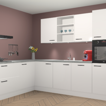 Zijdegrijze hoogglans keuken Gotenburg 115014