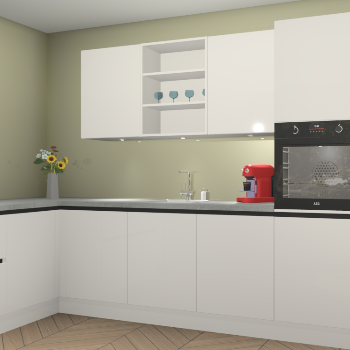 Zijdegrijze hoogglans greeploze keuken Gotenburg 115016