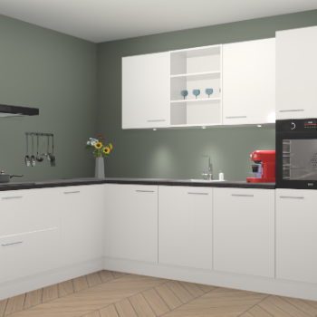 Zijdegrijze hoogglans keuken Gotenburg 115053