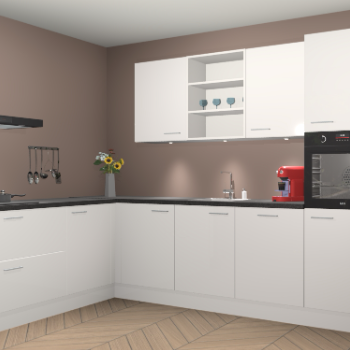 Zijdegrijze hoogglans keuken Gotenburg 115054