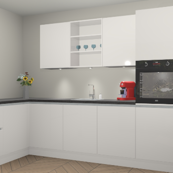 Zijdegrijze hoogglans greeploze keuken Gotenburg 115055