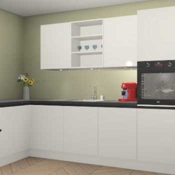 Zijdegrijze hoogglans greeploze keuken Gotenburg 115058