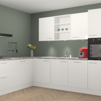 Zijdegrijze hoogglans keuken Gotenburg 115071