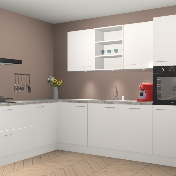 Zijdegrijze hoogglans keuken Gotenburg 115072