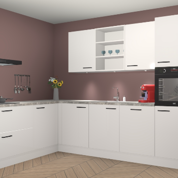 Zijdegrijze hoogglans keuken Gotenburg 115074