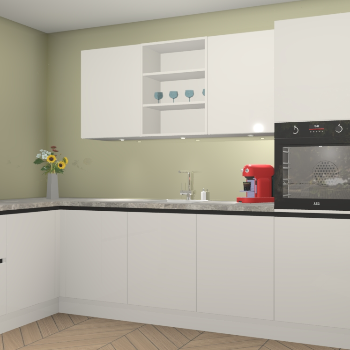 Zijdegrijze hoogglans greeploze keuken Gotenburg 115077