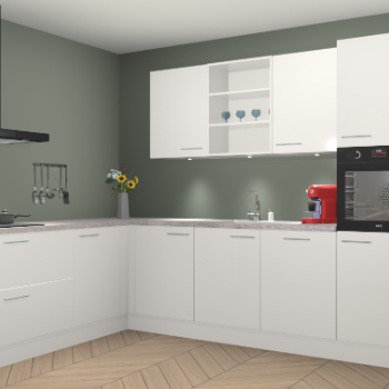 Zijdegrijze hoogglans keuken Gotenburg 115078