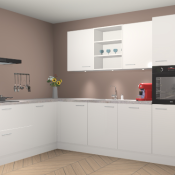 Zijdegrijze hoogglans keuken Gotenburg 115079