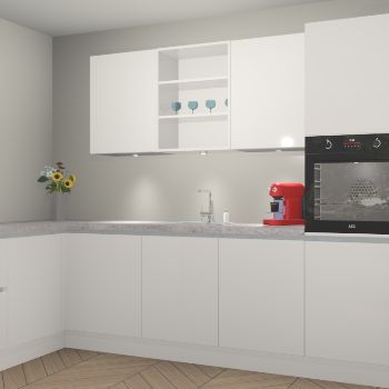 Zijdegrijze hoogglans greeploze keuken Gotenburg 115080