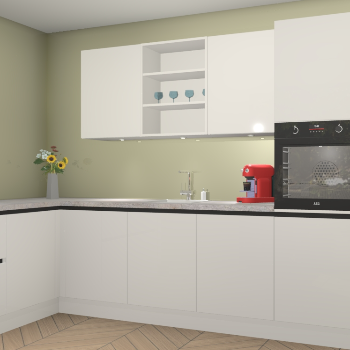 Zijdegrijze hoogglans greeploze keuken Gotenburg 115083