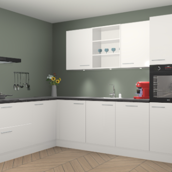 Zijdegrijze hoogglans keuken Gotenburg 115085